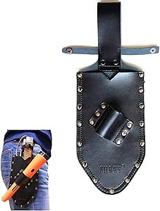 Pointer Metal Detector Holster Digger Pouch Waist Black Leather Sheath 2in1 for PinPointer and Digging Tool Shovel Garden Detecting