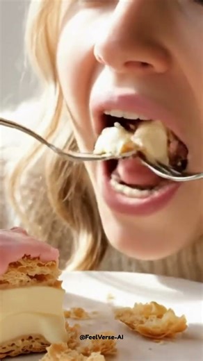 🍰 Layered Cream Cake ASMR | Soft Fork Slice & Crumb Sounds #asmr #asmrfood #asmrgirl