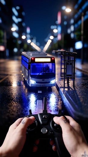 Mini RC LED Bus Stops at Night! 🚏✨