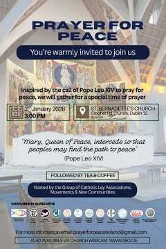 Invitation to Pray for Peace - Dublin 3 January 2026