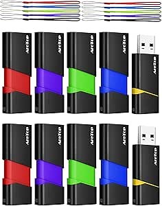 AreTop 8GB Flash Drives 10 Pack Thumb Drives Slide Retractable USB Flash Drives 10 Pack 8GB Memory Sticks for Data Storage Jump Drives Multipack (Mixed Color:Yellow,Red,Blue,Green,Purple)