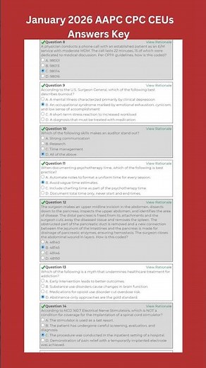 January 2026 AAPC CPC CEUs | Answer Key #shorts #AAPC #cpc