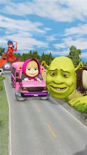 small & Giant Cars vs Scary Shrek in BeamNG.drive