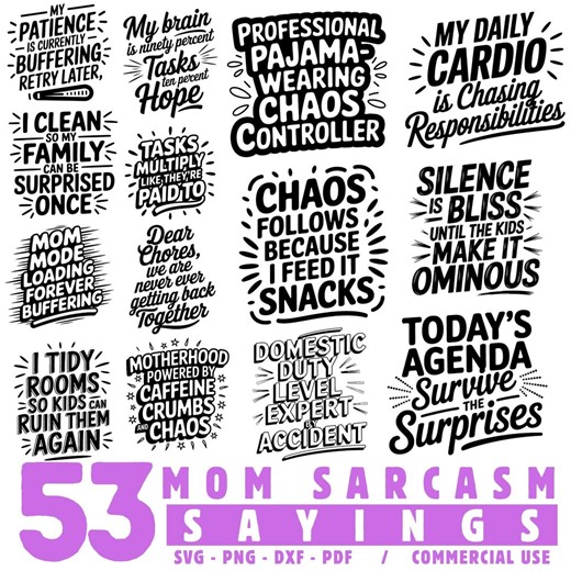 Mom Sarcasm SVG Bundle for Shirts, Mugs & Crafts, Funny Mom Quotes, Instant Downloads - Etsy