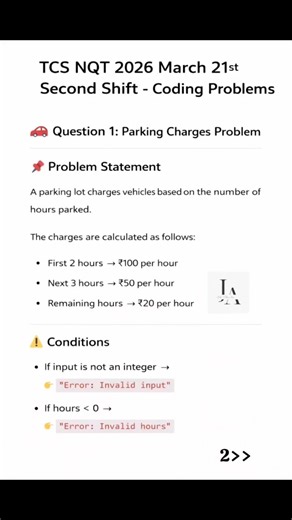 TCS NQT March 21st 2026 Second Shift coding questions | TCS NQT 2026 Coding problems🚀📌