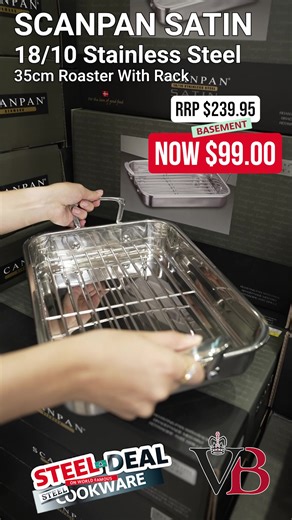 6.3K views · 24 reactions | STEEL a DEAL on Scanpan Satin! World Famous Brands at Famous Basement Prices Shop Now  #VictoriaBasement #HealthyCooking #KitchenGoals https://www.victoriasbasement.com.au/?s=scanpan%20satin&post_type=product&dgwt_wcas=1 | Victoria's Basement | Facebook