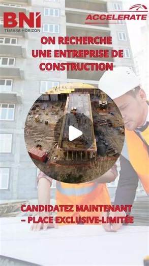 BNI TÉMARA HORIZON | BNI Témara Horizon – Groupe Accelerate 🔴 Nous recrutons une ENTREPRISE DE CONSTRUCTION – exclusivité métier Vous souhaitez développer... | Instagram | Assurances Armel