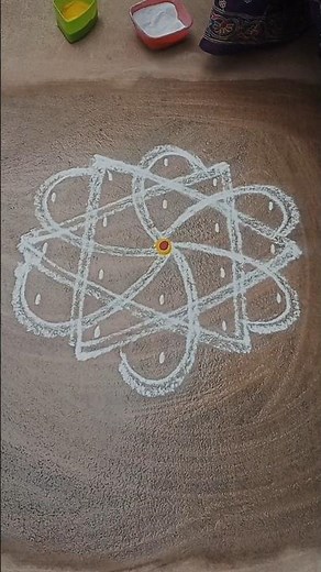 simple flower kolam with dots simple star kolam