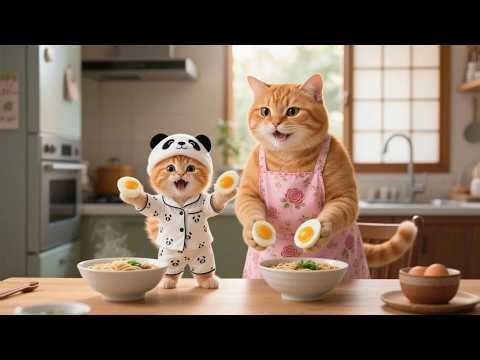 Ginger Loves Ramen, So Mama Cat Shows Off Her Cooking Skills 🍜🐱✨ | Funny Cat Videos