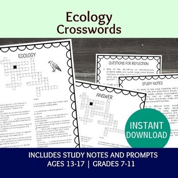 Ecology Crossword Puzzles, Biology Classroom Activities, Science Lesson Games