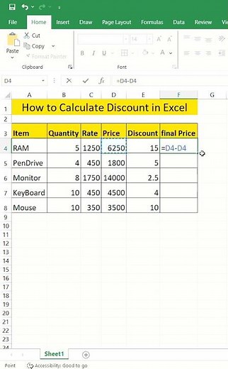 How to Calculate Discount in Excel