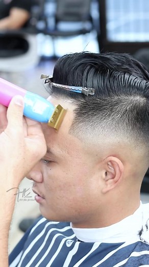 Undercut slickback on a mid drop fade #tuffthebarber #lasvegasbarber #vegasbarber #fade #barbertips #barber #orlandobarber #floridabarber #dropfade
