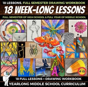 Art Projects 18-Week Middle & High School Art Curriculum, Fast-Paced Lessons