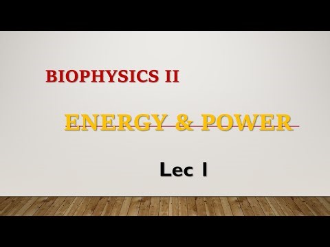 Energy & Power Lec 1 BiophysicsII Dr Joee