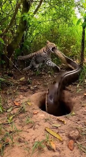 Leopard vs anaconda 🔥#animals #warthog #wildlife #lion #ai #nature