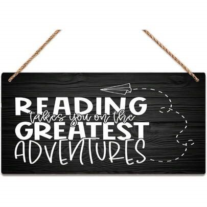 2D Flat, Wooden Room Decoration Reading Sign, Reading Adventure Sign, Classroom Library Sign, Rustic Style Wall Hanging Decoration, Home Decor Gift, 11.8x 5.9inch,Bedroom Wall Deccor,Home Deocr Living Room,Holiday Decor,Wall Deocr,Home Essentials,Mothers Day,Birthday,Birthday,Picks | SHEIN
