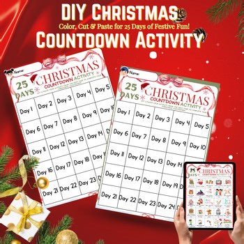 Christmas Countdown Activity for Kids | 25-Day Cut & Paste Advent Calendar
