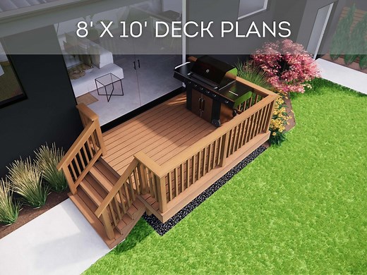 8'x10' Deck Plan Set | DIY Blueprints - Construction Drawings With Material & Cut Lists, PDF Download - Etsy