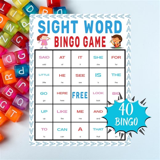 Sight Word Bingo Game | Printable Reading Bingo for Kids, Classroom, Homeschool & Early Literacy Fun - Etsy Canada