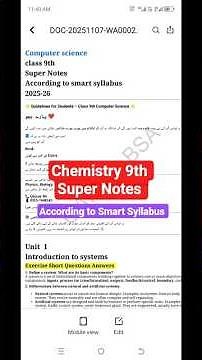 Chemistry Class 9th | Super Notes | According to Smart Syllabus 2025 | Full Book Easy Notes