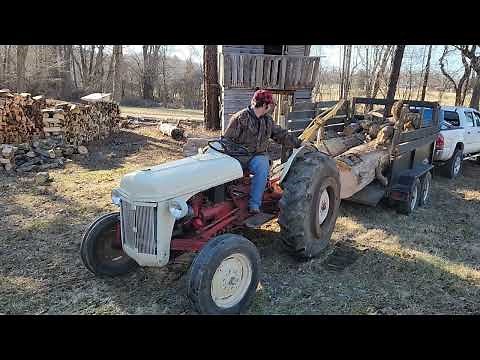 Antique Ford 8N Unloading Logs With Boom Pole #antique #TSC #antiquetractor