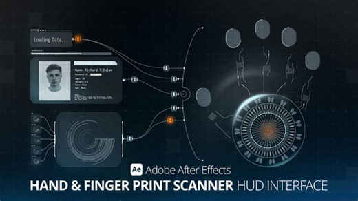 HUD Interface Hand & Finger Print Scanner Ae