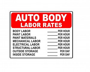 Collision Repair Shop Bodyshop Hourly Labor Rates Sign PDF Template Only - Etsy