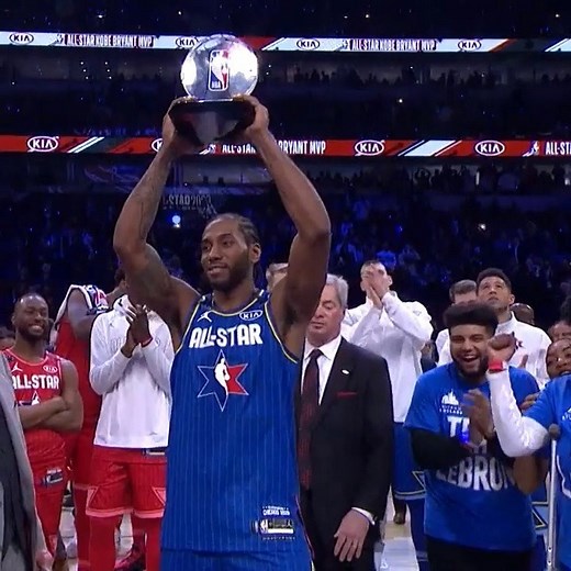 1.8M views · 6.7K reactions | Kawhi Leonard scored 30 PTS and hits 8 triples to lead #TeamLeBron to victory in the 2020 #NBAAllStar Game and win the Kia NBA All-Star Game Kobe Bryant MVP Award! #KiaAllStarMVP | NBA | Facebook