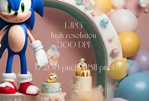 Fond numérique Sonic Birthday : décor de studio d'aventure (téléchargement numérique) - Etsy France