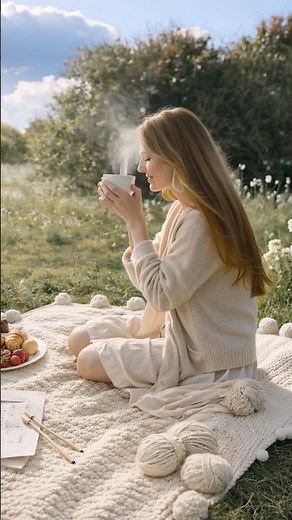 Cozy Knit Blanket with Pom Poms 🤍 Easy Knitting Pattern PDF 🧶☀️