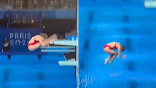 Horror moment American diver scores 0.0 in Olympics as feet collide with board