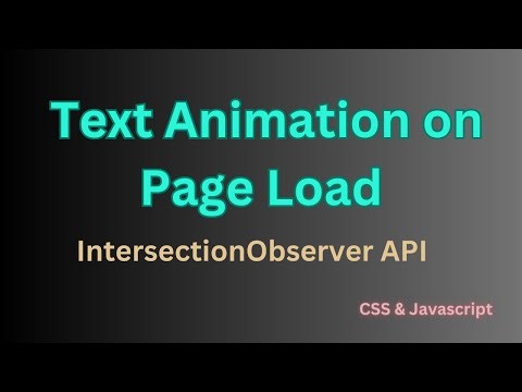 How to Create Text Animation on Page Load | CSS | JS