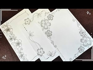 🌸 Easy Floral Pencil Border Designs - Border Design for Project - Front Page Designs 🌸 #draw