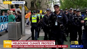 HAPPENING NOW: Climate protesters are marching along roads this morning, once again causing major traffic delays in Melbourne. READ MORE: https://nine.social/sUj #9News | WATCH LIVE 6pm | 9 News Melbourne