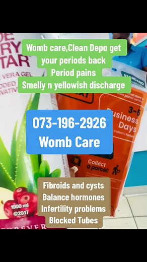 Womb care, Cleanse your womb(after miscarriages) Fibroids and cysts Balance hormones Infertility problems Clean Depo get your periods back Period pains Smelly n yellowish discharge