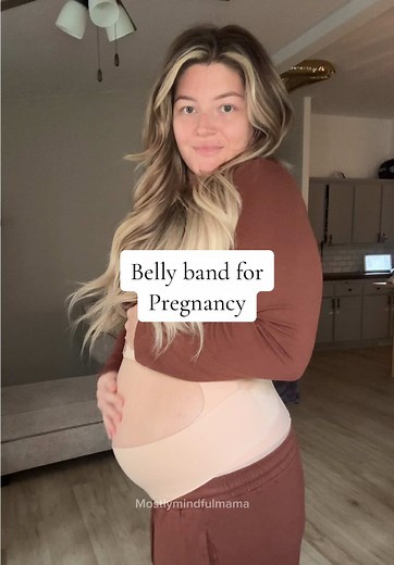 I love the way this belly band gives me support but also rounds out my baby bump 🥰 it helps my round ligament pain a ton! #bellyband #pregnancymusthaves #pregnancy #momcozy