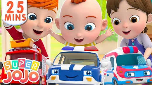 35K views · 613 reactions | Fire Truck, Police Car, Ambulance In Surprise Eggs + More Nursery Rhymes & Kids Songs - Super JoJo | JoJo TV | Facebook