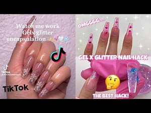 TRYING A VIRAL TIKTOK GEL X GLITTER NAIL HACK | EASIEST GLITTER OMBRÉ | GELX TIPS & TRICKS +GIVEAWAY