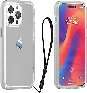 Catalyst Influence Case for iPhone 15 Pro Max Drop Proof, Non-Slip Frosted Edges and Crystal Clear Back, Raised Edges Protection, 30% Louder Forward Audio, Lanyard Included