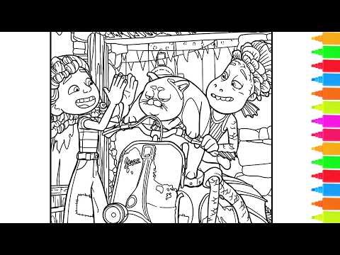 Coloring Disney Pixar Luca - Alberto, Giulia & Machiavelli | Luca Coloring Pages