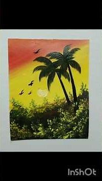 painting for beginners/ easy sunset acrylic painting for beginners #ytshorts #viralshorts #painting