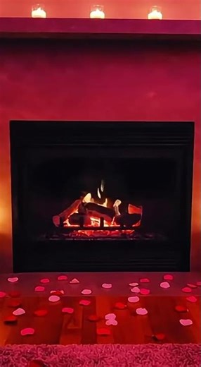 4K Romantic Red Glow Fireplace 🔥 Cozy Date Night Fire Ambience (20s) #romantic #valentinesday #fire