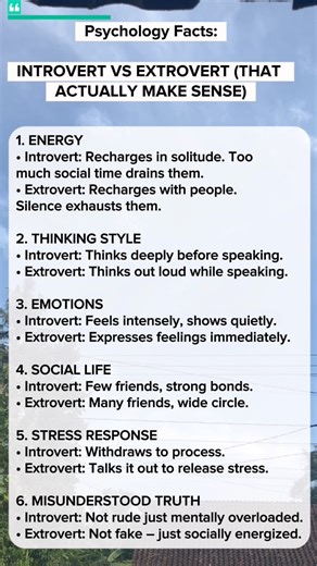 Psychology Facts: INTROVERT VS EXTROVERT (THAT ACTUALLY MAKE SENSE ) #psychologyfacts #facts #psychology #factsyoudidntknow | Farry Hanna