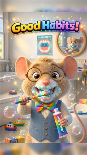 Mouse Teaches Good Habits 🪥 | Brush Teeth & Wash Hands for Kids #shorts #3danimation #cartoon