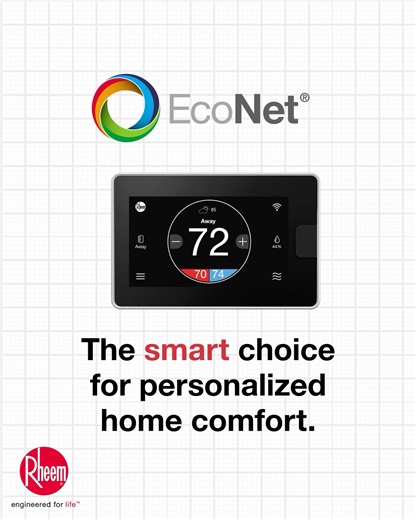 Stay connected in the new year with the EcoNet® Smart Thermostat. EcoNet® combines style, convenience, and efficiency for personalized comfort year-round. Learn more: Rheem.com/econet | Rheem Air