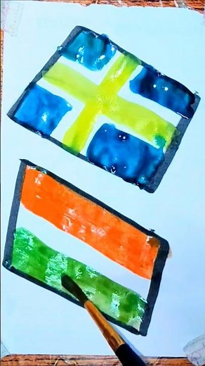 🇸🇪➕🇮🇳|| Flag drawing Independence day republic day drawing #art#viralvideo