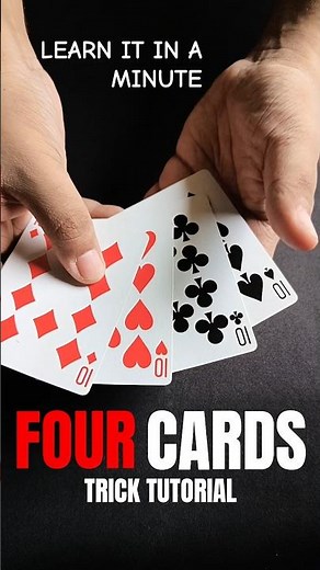 Learn This Four Cards Tricks Tutorial In Seconds! #cardtrick #magictricks