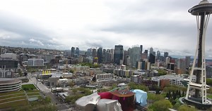 Download Drone Footage Through Seattle, WA near the Space Needle for free