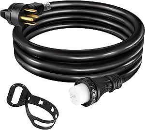 50 Amp Generator Cord 15 FT Heavy Duty 50 Amp Generator Extension Cord STW 6/3 + 8/1 125V/250V Generator Power Cord NEMA14-50P&/14-50R SS2-50R Generator Cord Twist Lock Connector