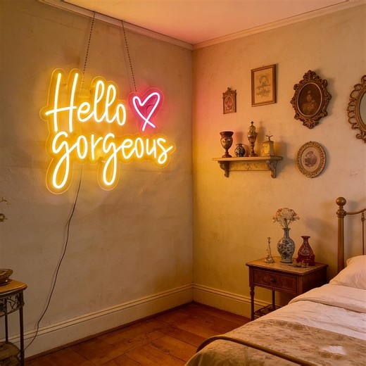 Hello Gorgeous Neon Sign, Neon Sign Bedroom Decor, Wedding Neon Sign, Neon Sign Bar Decoration, Custom Neon Sign Art, Gift for Her - Etsy